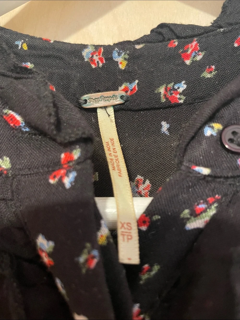Free People Rare Feelings Black Maxi Dress with Red Floral Print